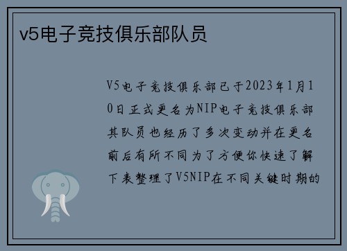 v5电子竞技俱乐部队员